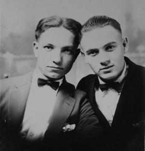 Hy Kaplan on left with friend on right.
 (~1922)