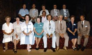 People left from the 1929 reunion, in the same positions as that photo.

Back row, L to R: William I. Dumes, William S. Dumes, Jeannette Dumes Karp, Hy Dumes, Heiman Lieberman

Middle row: Eugene Vinik

Front row, L to R: Ruth Fishman Zimbler, Blanche Schultz Katz, Lillian Dumes Zoll, Freda Fialco Dumes, Sol Dumes, Nate Lieberman, Mildred Dumes Dansker, Stan Dumes (1980)