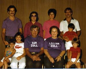 back row, L to R: Reid Zoll, Cyril-Ann Zoll, Debbie Zoll Altschuler, Richard Altschuler

front row, L to R: Erin Rosenberg, Meredith Rosenberg, Sam Zoll, Lillian Dumes Zoll, Zachary Altschuler, Joshua Altschuler (1980)