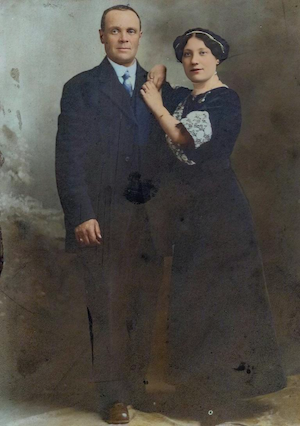 Abe and Becky Lieberman, probably taken for their 2nd wedding. The newspaper article about their 1st marriage is a little snarky, noting that they are recent immigrants and lack skill in making themselves understood in English. You can read them for yourself on the Documents page. 