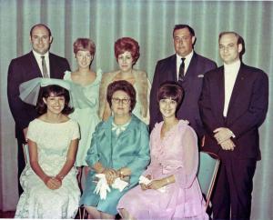 back row:  John & Marylan Karp, Sharon & Sol Karp, Marv Finkelstein.

front row: Beverly Karp, Jeannette Dumes Karp, Karen Sue Karp Finkelstein  


 (~1965)