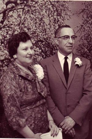 Jeannette Dumes Karp and Ben Karp on their 25th Wedding Anniversary.

 (1958)