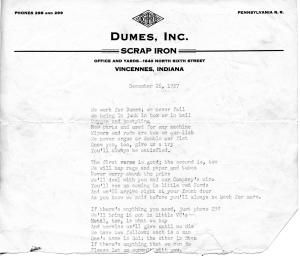 Dumes Inc song written by Stan Dumes and Sol Dumes, Dec 1957