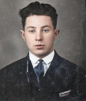 Jossel Dumesh, son of Shender. There is an expression to which several cultures lay claim. Before becoming a genealogist, my wife was an Egyptologist. She asserts that the Egyptians said it first: 'To say the dead man’s name is to make him live again'. The Nazis didn’t want to just kill the Jews. They wanted to eradicate any evidence of their existence. To remove their names. <br><br>This is one of the reasons that I study and document my family history and the history of Vishki, the place in Latvia where my grandfather was born. These photos are of my cousin Jossel and his wife Dina. Jossel was born in Vishki, as was Dina. <br><br>In 1941 when the Nazis came to Latvia, Jews were forced into restricted areas, essentially concentration camps, called ghettos. Starvation, extreme confinement, forced labor, daily beatings and worse made them different from concentration camps in name only. I visited the site of the Riga ghetto in 2009. I still feel the chill that I felt looking around the place. I took photos, but the photos didn't capture the dark emotions that the place evoked in me. <br><br>I'm not particularly inclined towards the idea of ghosts or spirits that unhappily linger on in a place, but I sure had that feeling standing there. My Israeli cousin Rina comes from the same family branch as Jossel. Her mother was Jossel's half-sister Leah, who moved to Israel when it was still called Palestine in 1933.  Jossel,  Dina and daughter Baschewa died in the Riga ghetto in 1941. (1928)