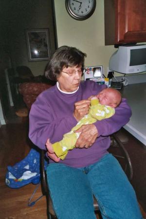 Rose Dumes holding Abraham Garrett Dumes. (2004)