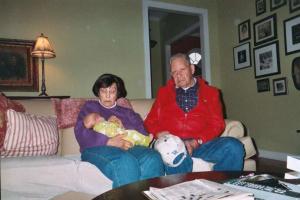 Rose and Sol Dumes holding Abraham Garrett Dumes. (2004)