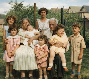 Yetta and Barnett Pomerantz with grandkids. They are connected to the Dumes family via Freda Fialco, wife of William J. Dumes. 