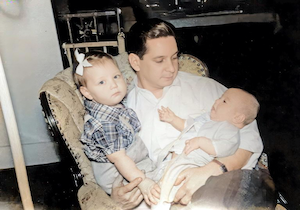 Leonard with his babies