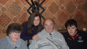 Nonna, granddaughter Margarita,  Leizer and grandson Oleg Dumesh at 80th birthday party for Leizer in Riga (2009)