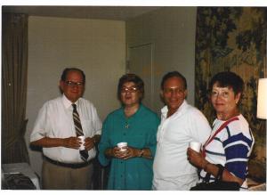 In the hospitality room of Martin Hotel, Indlps, In July 20, 1985
 Leon Bear, Norma Bear, Stanley Dumes, Blanche Katz (1985)