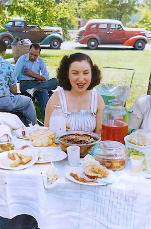 Jake Stein, Sam Zoll to left and Lillian in forefront 1947