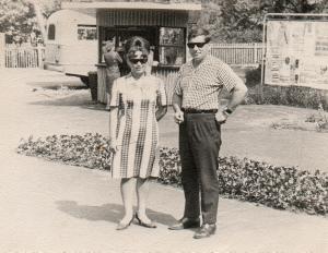 Julia standing next to a guy in Riga (1969)