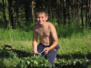 Ilya making sticks for banya (2009)