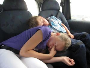 Nastya & Maxim sleeping in car (2009)