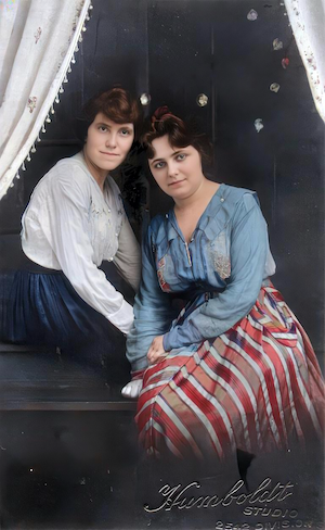 Ida Zucker and friend Molly.Ida is my maternal grandmother. This is probably around 1911. Ida was quite vain, and always liked about her age. On her marriage certificate, she claimed to be 27 when she was actually 41. For her gravestone, she left instructions that her birth year should not appear. 