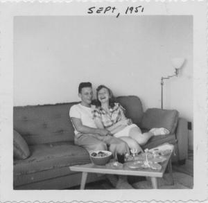 Stan and Phyl Dumes on couch (1951)