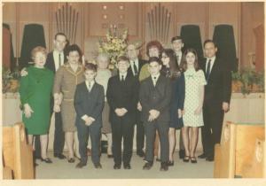 Bruce Dumes Bar Mitzvah, l to r:
Ida Abels, Fred Solar, Jerry Abels, Keith Solar, (Ida's sister), Bruce, unknown, Phyllis Dumes, Reid Solar, Sandi Dumes, Harold Dumes, Sandi's friend, Stan Dumes
 (1969)