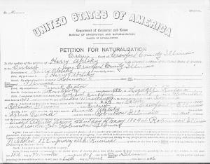 Harry Abels petition for naturalization