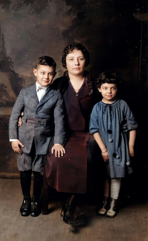 Bill, Fannie and Sylvia Fishman. Bill went on to become very wealthy, as CEO and founder of the Automatic Retailers of America (ARA). Sylvia died shortly after she was married in 1939.  (~1924)