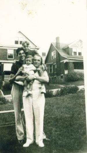 on top is Stan Dumes, then from left is Stan Shapiro, Harriet Fialco and Uncle Jule Fialco
 (~1939)