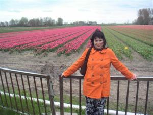 Vitalija Dumesh near the tulip fields in the Netherlands (2008)