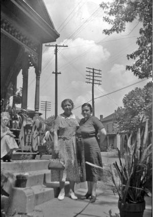 Sadie Dumes' sister Aunt Richmond (or Tanta Rifka) and Freda Dumes

 (~1936)